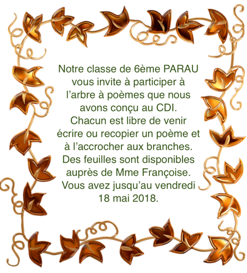 Arbre à poèmes 6ème Parau