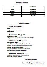 Horaires et règlement et plan du CDI du collège Henri Hiro de Faa'a