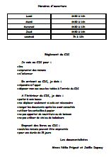 Horaires et règlement et plan du CDI du collège Henri Hiro de Faa'a