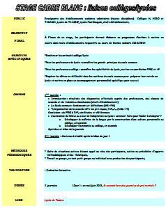 Stage cadre blanc : liaison collèges-lycées